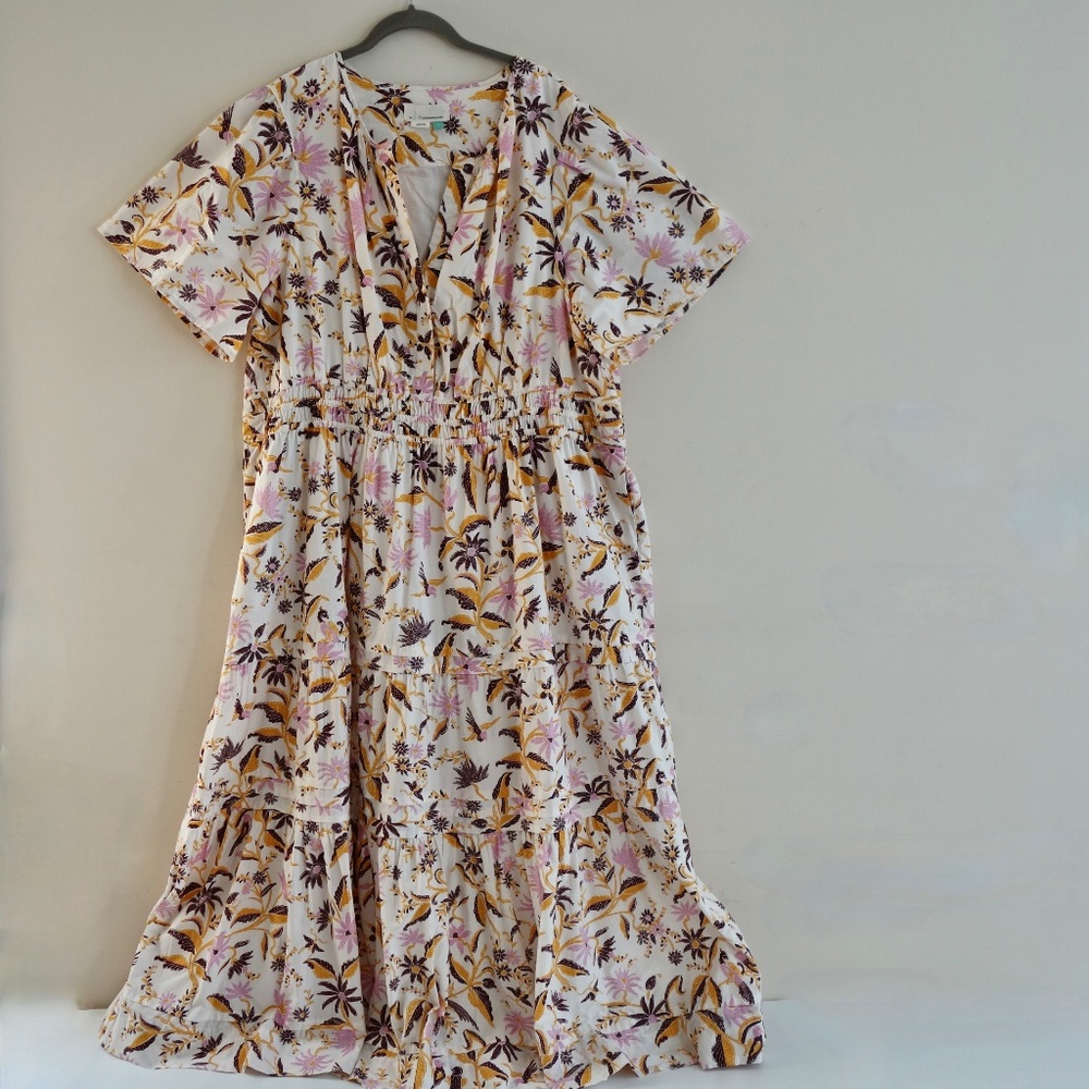Anthropologie Floral Maxi Dress - Purple and Yellow